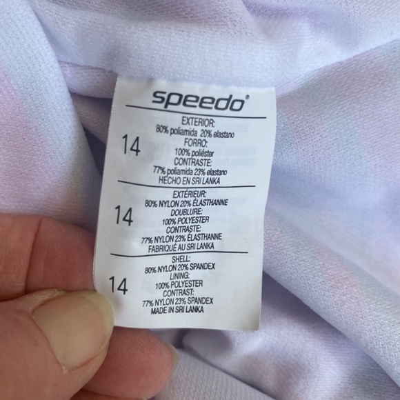 Speedo Red/Pink/Black Stripe Cross Back One-Piece Swimsuit Women's Size 14 NWOT - Picture 3 of 10